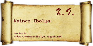 Kaincz Ibolya névjegykártya